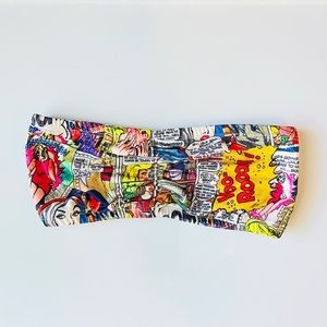 Forever 21 Comic Book Multicolor Ruched Bandeau Bralette Top